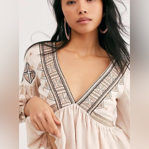 Free People Aria Embroidered Top , sz XS - Picture 4 of 12